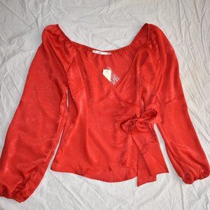 Mi Ami/Francesca's Red Wrap Blouse NWT